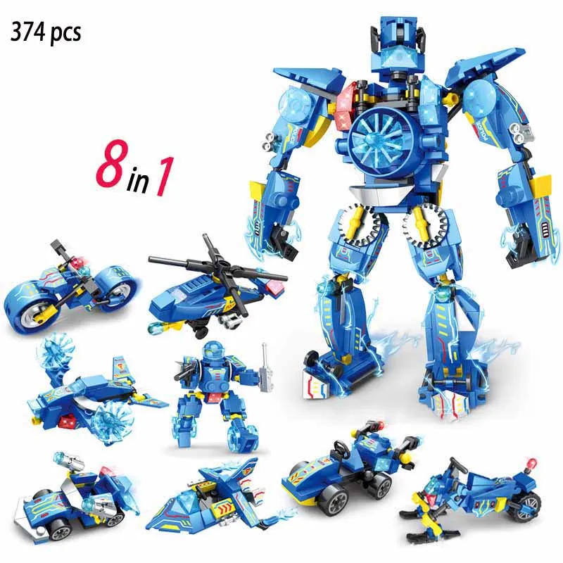 

New Transforming Mecha Building Blocks Series Military City Guard Mecha 8 In 1 Model Building Blocks Children's Educational Toys