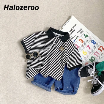 Baby Boys Polo Shirts Children Black Outfits Toddler Striped Clothing Kids Clothes Girls Cool Short Sleeve For Summer New 2022