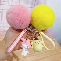 sanrio kawaii sanrio plushie keychain my melody cinnamoroll kuromi plush pendant purin dog keychain anime plush toy girl gift