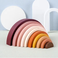 10 story arched morandi color system block and puppet childrens montessori early learning aids rainbow building block baby toys