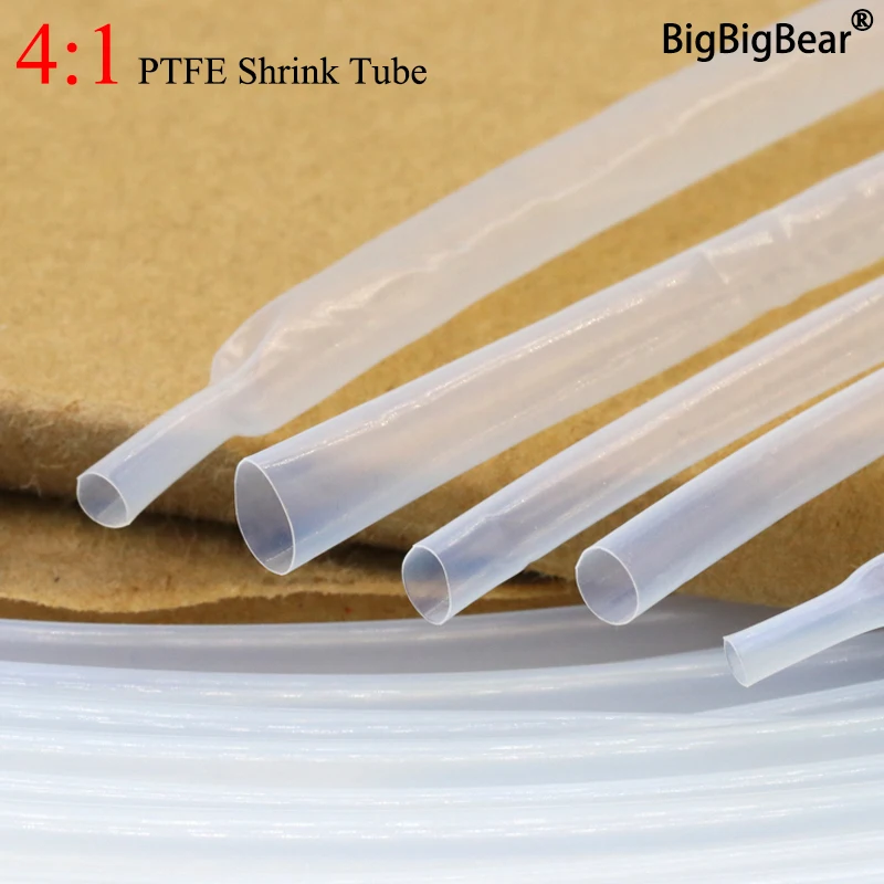 

1/2/5m PTFE Heat Shrink Tube 4:1 Shrinkage Ratio Diameter 2mm 4mm 6mm 8mm 9.6mm High Temperature 260Deg. C/600V Translucent