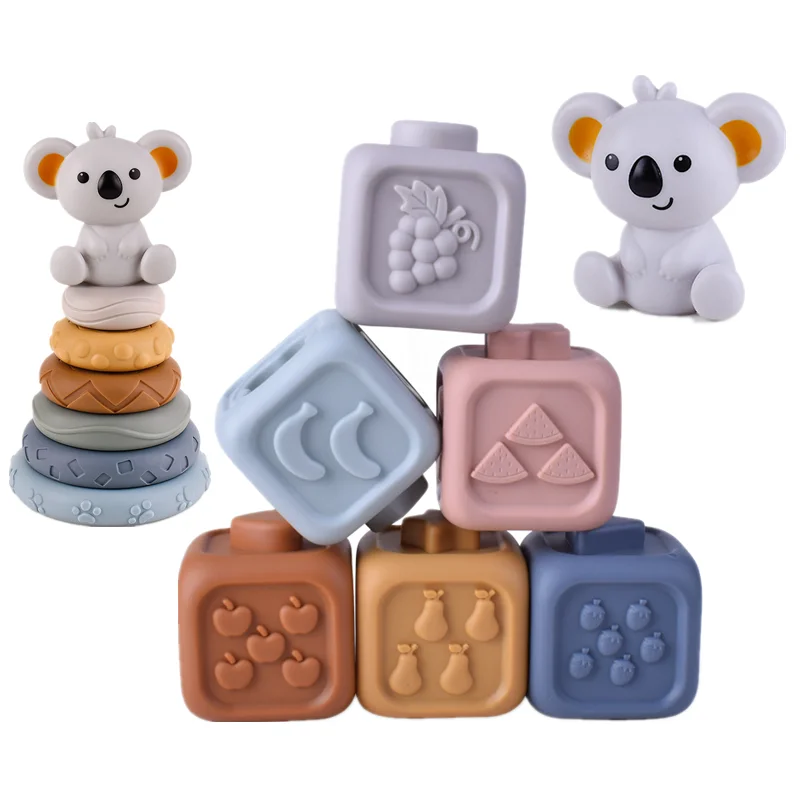 

Детская Радужная башня для раннего развития, Игрушки для раннего развития, детский прорезыватель, Успокаивающая игрушка, детские блоки для ...