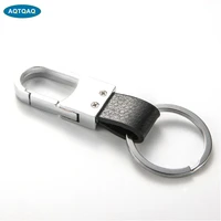 aqtqaq 1pcs genuine leather keychain car key pendant for universal cars