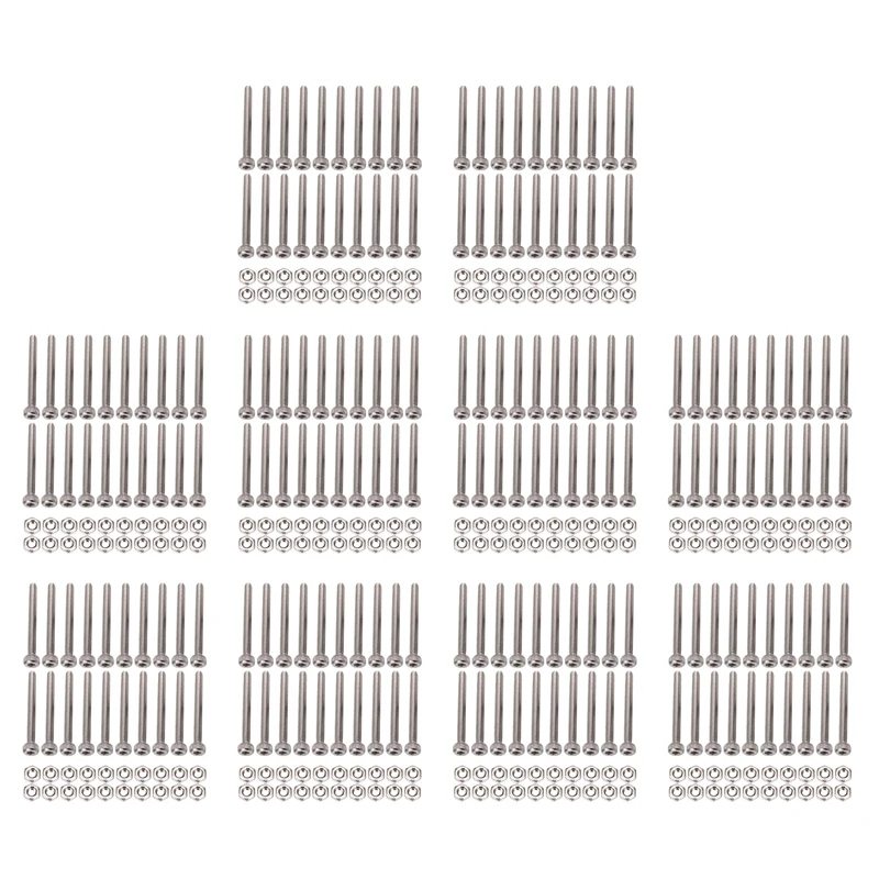 

M2 x 20mm Long Hex Socket Knurled Cap Screws Bolts Nuts Set 200Pcs