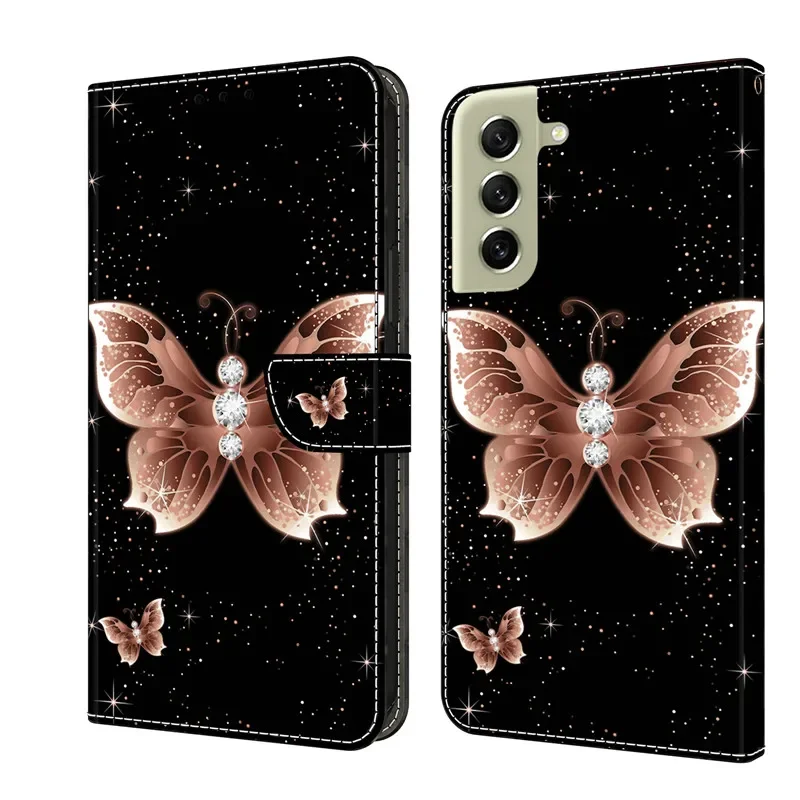 Фото Чехол S21 + для телефона Samsung Galaxy S21 FE Ultra S21Plus S21FE 5G G990B G998B, Кожаные чехлы, Магнитная флип-подставка, симпатичный чехол-кошелек №2