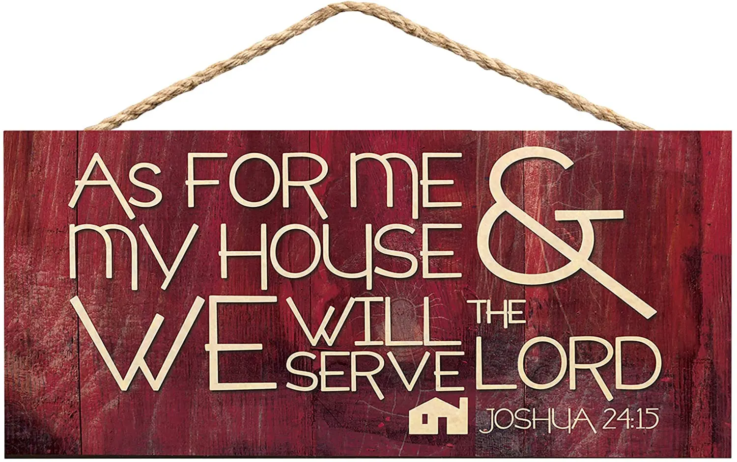 

As For Me and My House Wooden Sign with Jute Rope Hanger