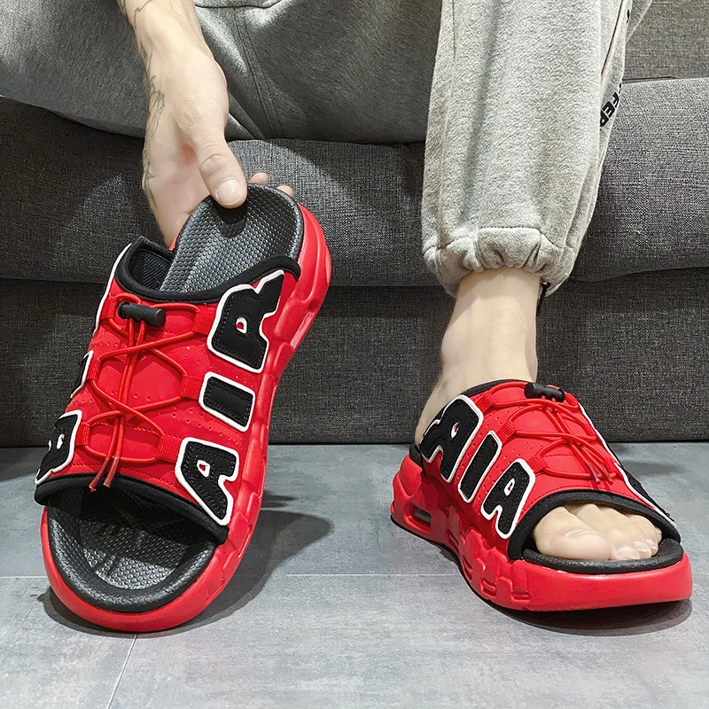 Мужские Нескользящие Боковые Шлепанцы Летняя Пляжная Повседневная Обувь