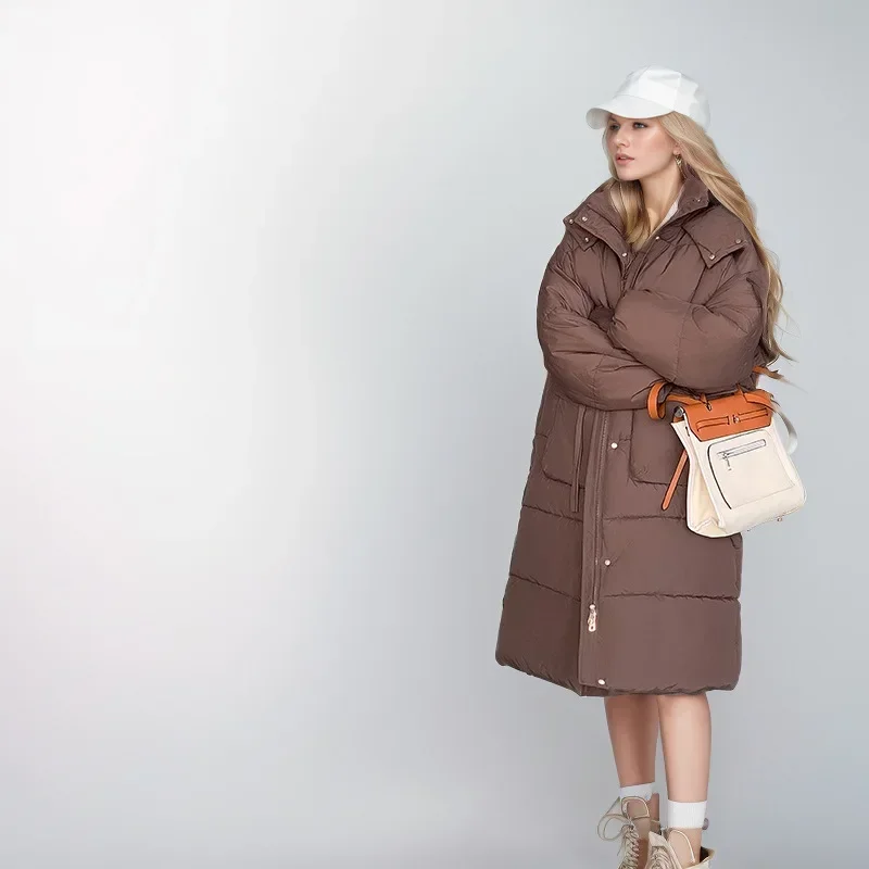 Женская длинная парка на хлопковом наполнителе Свободная Повседневная теплая