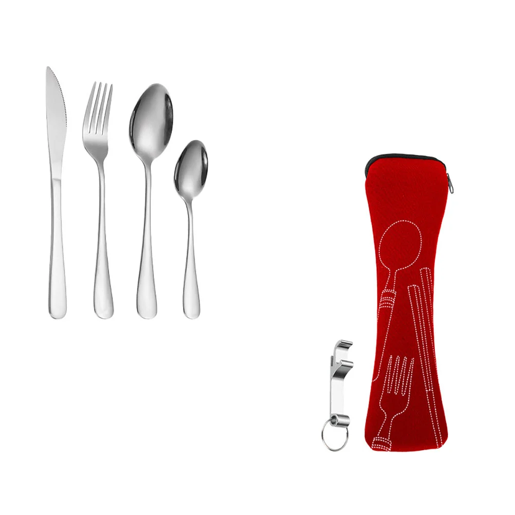 

Set Steak Cutlery Utensils Dinnerware Dinner Fork Kitchen Travel Reusable Tablewares Crockery Serving Steel Forks Teaspoons