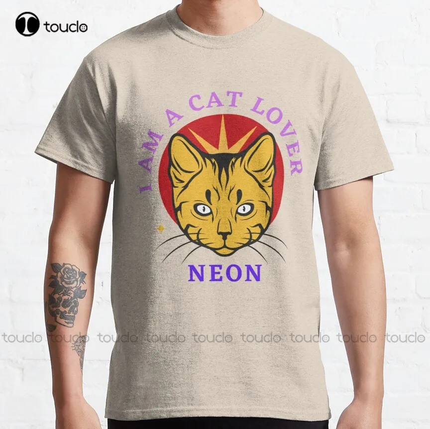 

Классическая неоновая забавная футболка I Am A Cat Lover, охлаждающая рубашка для улицы, простая винтажная Повседневная футболка Gd, стиль хип-хоп, ...