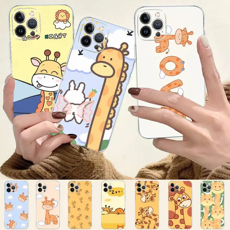 

Ottwn Cute Cartoon Animal Giraffe Phone Case For iPhone 8 7 6 6S Plus X SE 2020 XR XS 14 11 12 13 Mini Pro Max Mobile Case