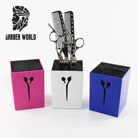 hairdressing scissors holder stand shears comb hair clips storage box salon tool colorful arcylic clamps screwdriver organizer