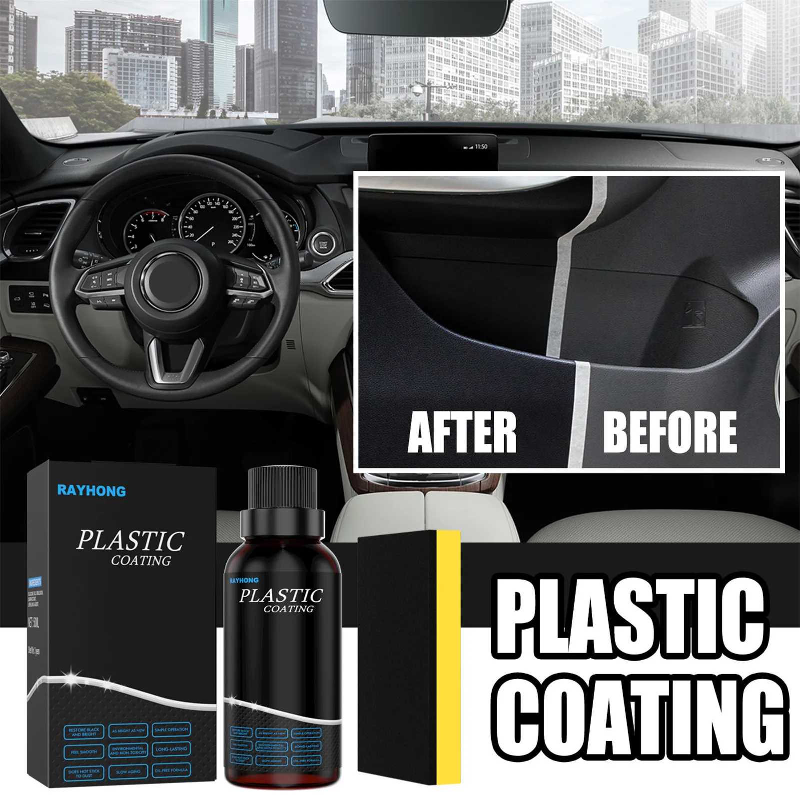 

50ml Car Interior Plastic Retreading Agent Leather Restorer Car Seat Leather Repair Wax Renewed Plastic Restore Cleaner Spray