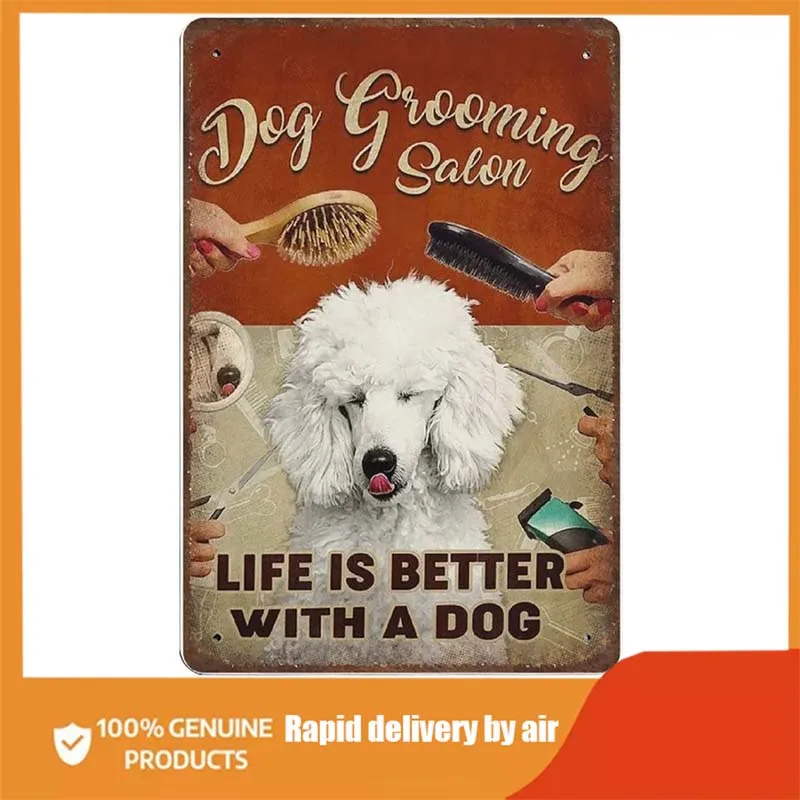 

Vintage Wall Metal Poster Dog Salon Tin Sign, Dog Grooming Salon Farmhouse Sign Country Farm Kitchen Wall Home Garden Decor Art
