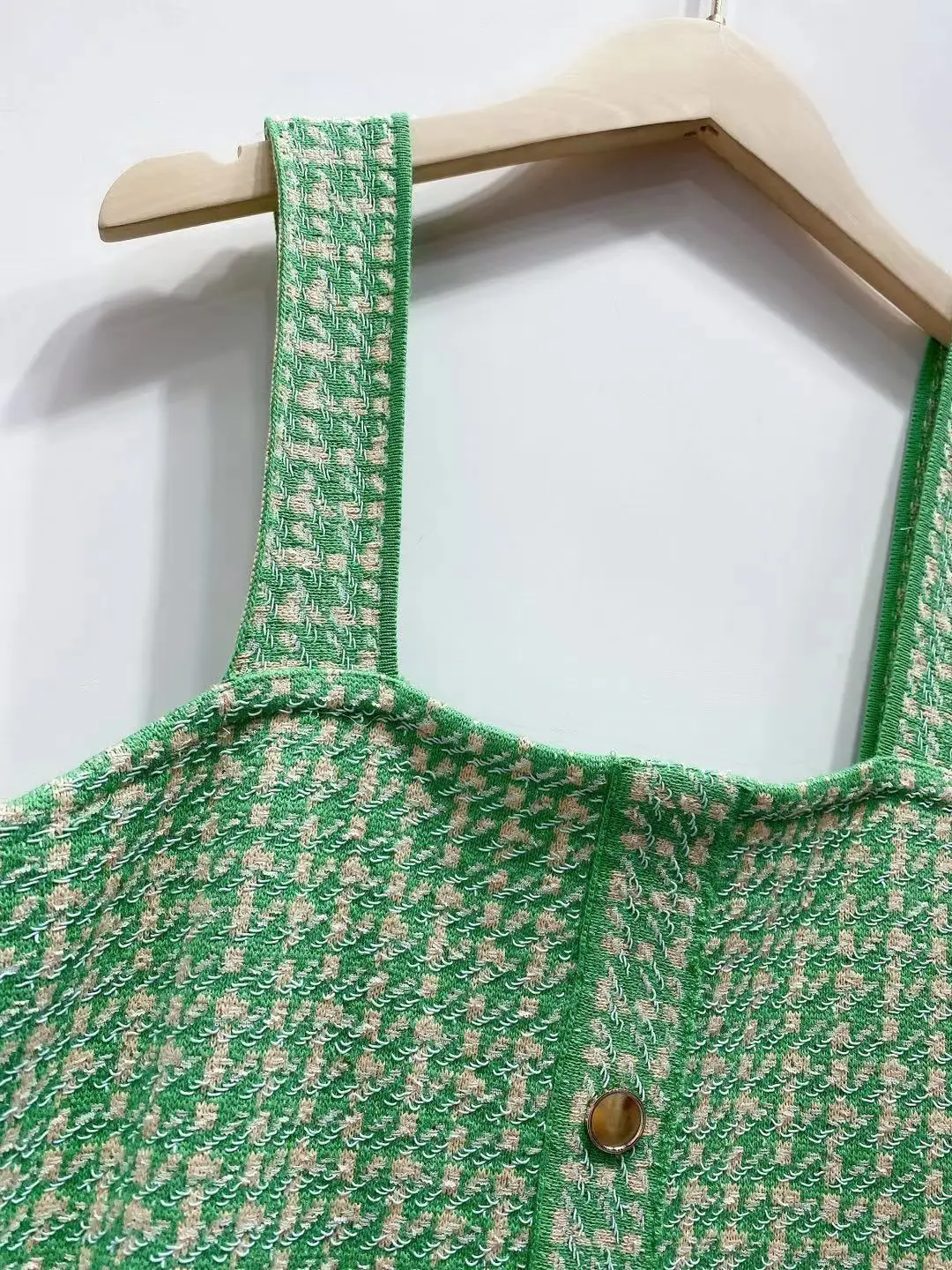 

Women Square Collar Slim Fit Robe Buttons Decoration Side Zipper Knitted Sling Mini Dress