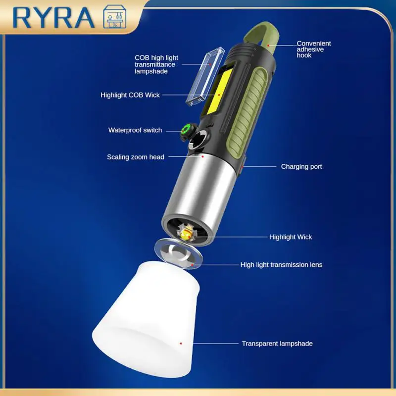 

Фонарик для кемпинга, белый фонарик, герметичный и водонепроницаемый, мощный фонарик-брелок, принадлежности для кемпинга, зеленый фонарик