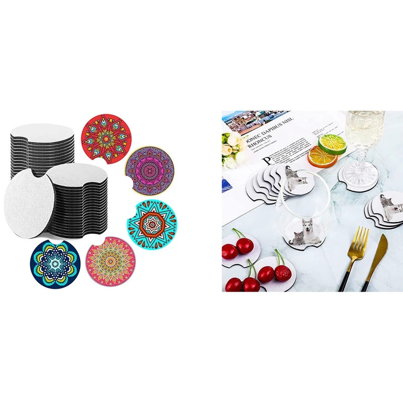 

Sublimation Blanks Coaster 6.5 Inches White Blank Neoprene Cup Coaster Rubber Coasters DIY Cup Holder