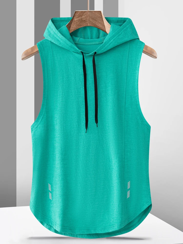 

Summer Hooded Tank Top Men Sleeveless Sweatshirt Bodybuilding Vest Sportswear Workout Gym Tops Male Clothing