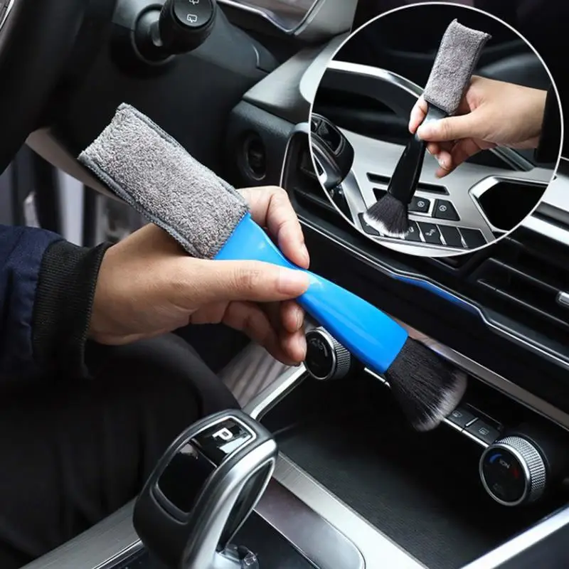 

Car Cleaning Brush Dual-Head Detailing Brush Auto Cleaning Kit Tool for Wheel Air Vents Interior Exterior Leather Car Cleaner