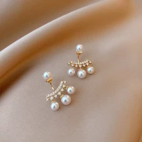 korean fashion classic trend sweet back hanging pearl zircon earrings gift party wedding women jewelry earrings 2022