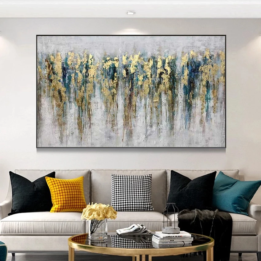 

Large Size Gold Wall Pictures for Living Room Home Modern Decor Abstract Golden Luxury Colorful Canvas Painting Art Home Decor