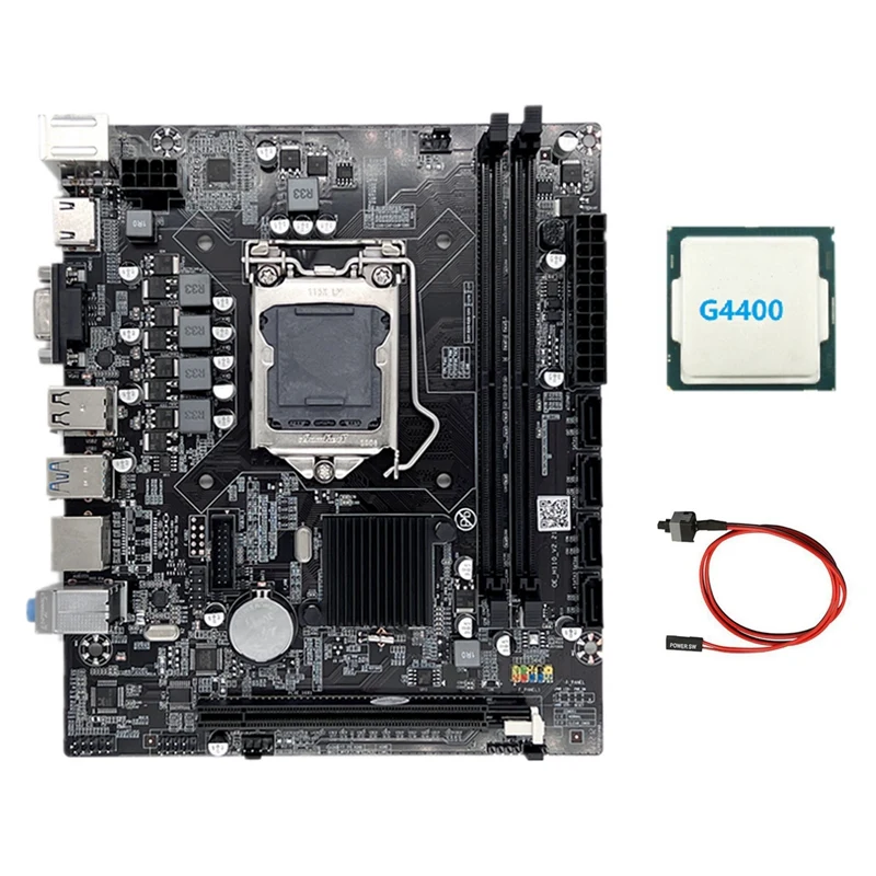 

Материнская плата H110 LGA1151 для компьютера, поддерживает процессор Celeron G3900 G3930, Память DDR4 с ЦПУ G4400 и кабелем переключения