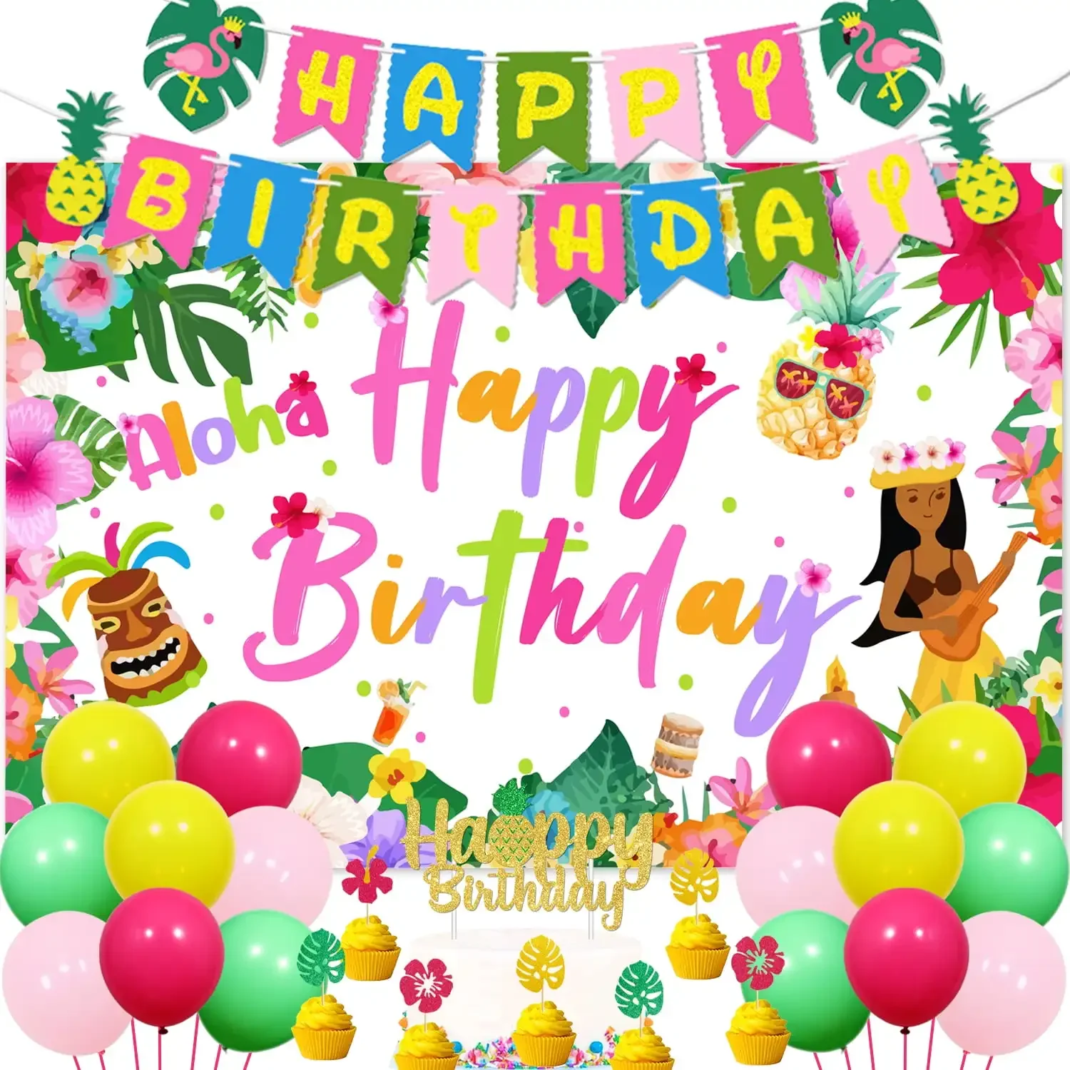 Набор украшений Luau в гавайском стиле набор тропических воздушных шаров Алоха фон