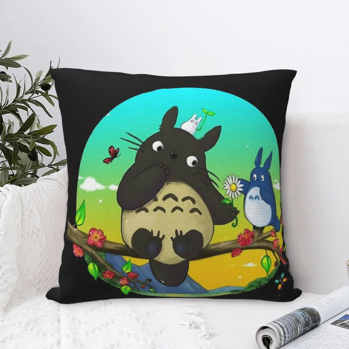 

Hot Sale Custom Made Throw Pillow Case Japanese Super Fire Anime Totoro Pattern Pillowcase Home Decor Cushion Cover Girls Child