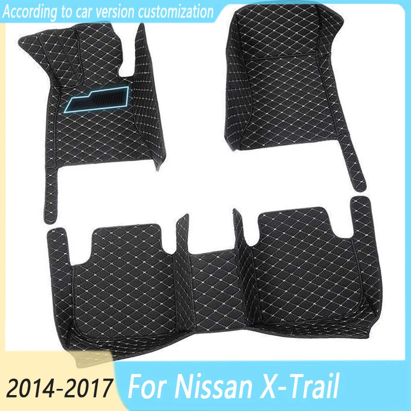 

For Nissan X-Trail Rogue T32 2014 2015 2016 2017 xtrail Leather Car Floor Mats Custom Carpets Auto Interior Protects Accessories