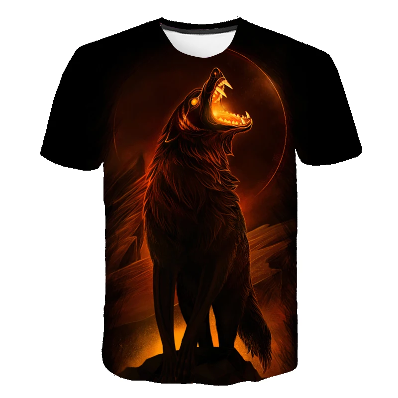 

Summer Hot Selling Fashion Casual Men's T-shirt Wolf Graphic 3D Printing Personality Trend Street Style O-neck Short-Sleeved 6XL