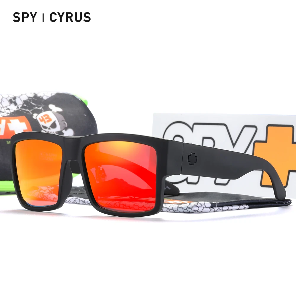 

Brand Square Polarized Sunglasses With Original Zipper Case Happy 43 Lens Wide Sun Glasses Temples SPY CYRUS
