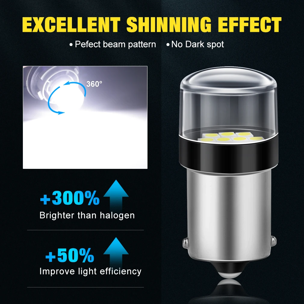2 шт. P21/5 Вт Led 1157 BAY15D Ba15S 1156 Светодиодная лампа 12 В 6000K белый супер яркий
