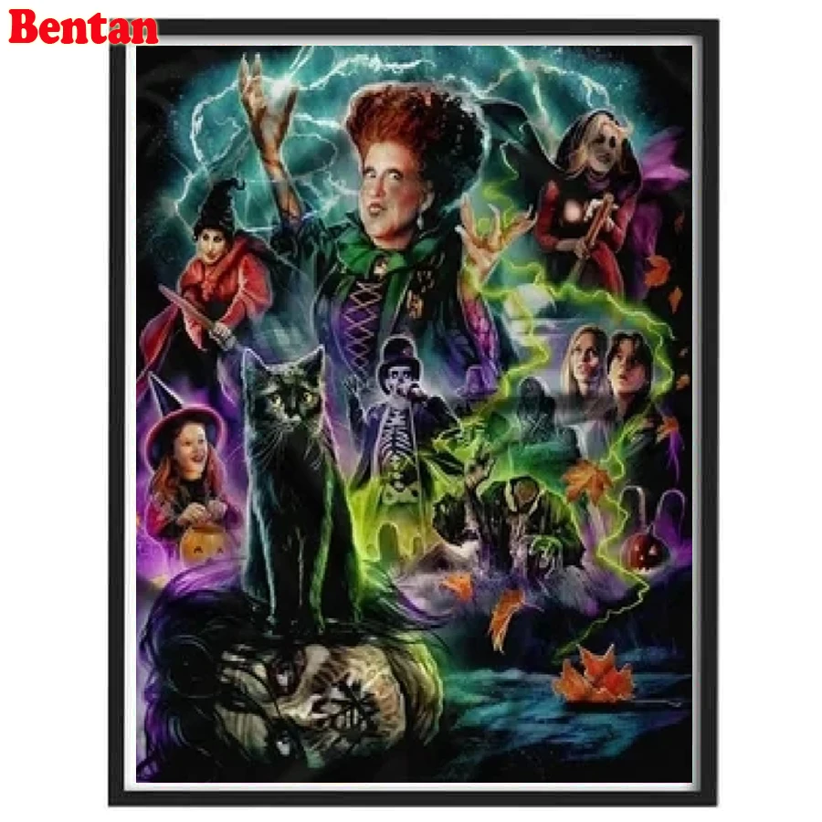 

5D DIY Diamond Painting Halloween Witch Diamond Inlay Crafts Cross Stitch Rhinestone Mosaic Gift Diamond Embroidery Stickers