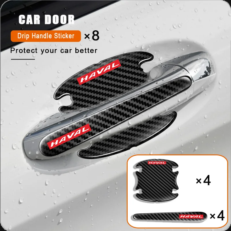 

8pc Carbon Fiber Car Doorknob Protection Sticker for Haval Jolion 2022 H2 H4 H6 2022 H7 H9 F5 F7 H2S H6 Gt Great Wall