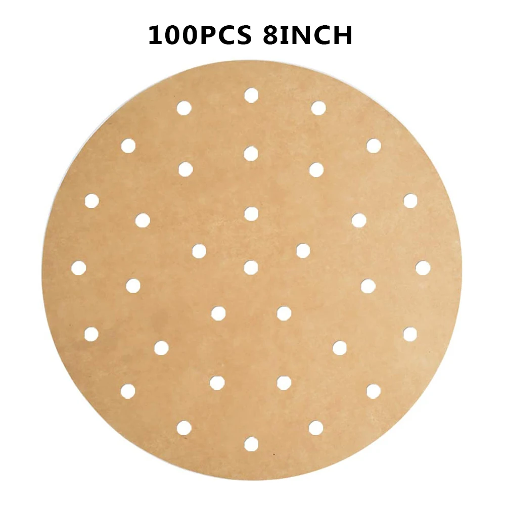 

100pcs/set Unbleached White Easy Clean Portable Air Fryer Steamer Liners Home Kitchen Replacement Parts Multifunction Perforated