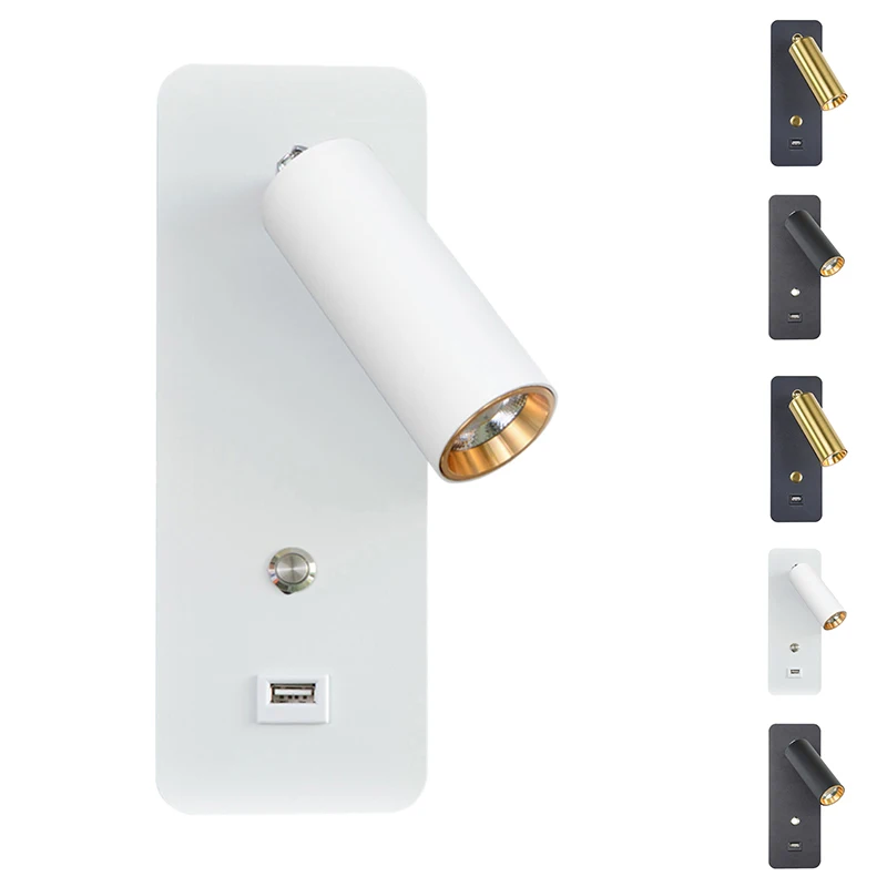 

LED Wall Lamp,Rotatable Lndoor Bedside Lamp With USB Charge Interface For Hallway/Bedroom/Stairs