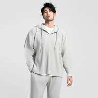 miyak japanese streetwear fashion mens pleated hoodies light breathable sunscreen clothes profile long sleeve causal sweatshirt
