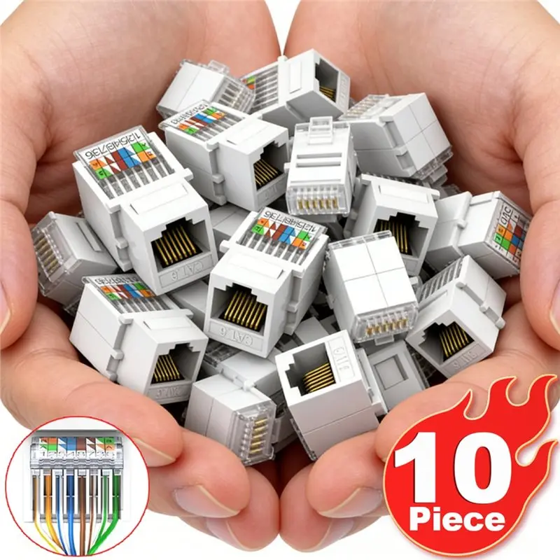 Фото A13E-RJ45 Cat5e Ethernet Keystone Jack без пресс-инструмента, модульный соединитель RJ45 без инструментов, гнездовой разъем для настенного монтажа. №5