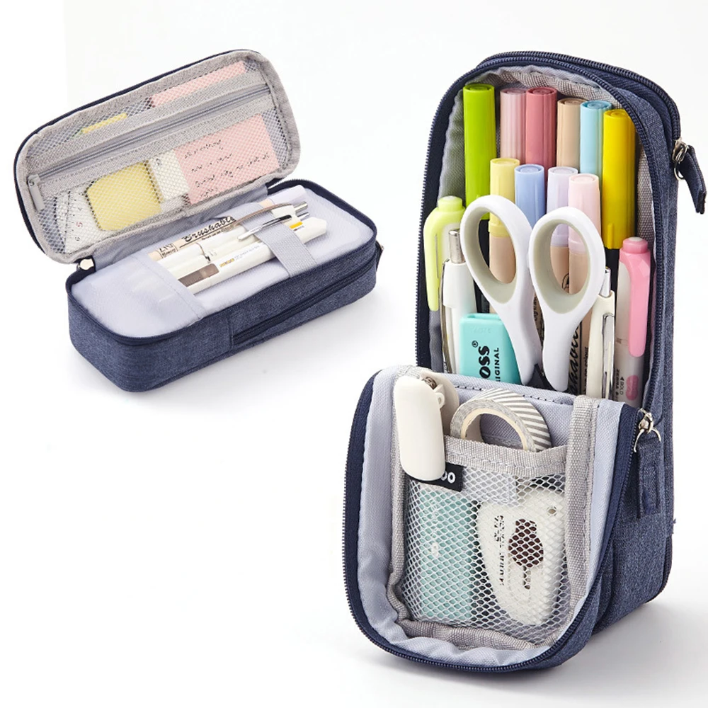 

Large Capacity Pencil Case Fabric Zip Pen Pouch Bag Make Up Stationery Organizer