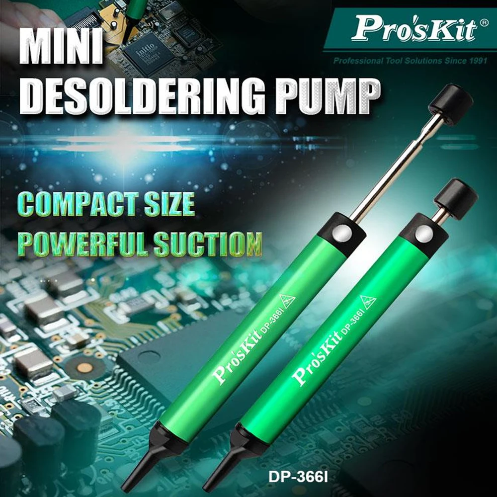Pro'sKit DP-366I Mini aluminum alloy tin sucker Anti-static Desoldering Pump Compact Size Powerful Suction