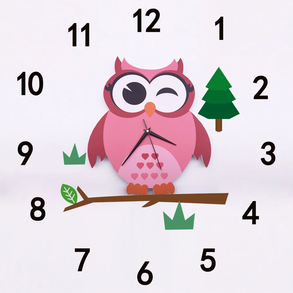 

Funlife Creative Personality New 3d Three-dimensional Cartoon Owl Children's Room Bedroom Living Room Wall Clock Swc006