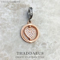 charms pendant rotated heart pave rose gold accessories 925 sterling silver fine jewelry romantic gift for women
