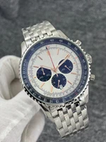 high quality nacitimer b01 fashion business chronograph 47mm dial panda eye belt mens quartz wrist watch watches luxury