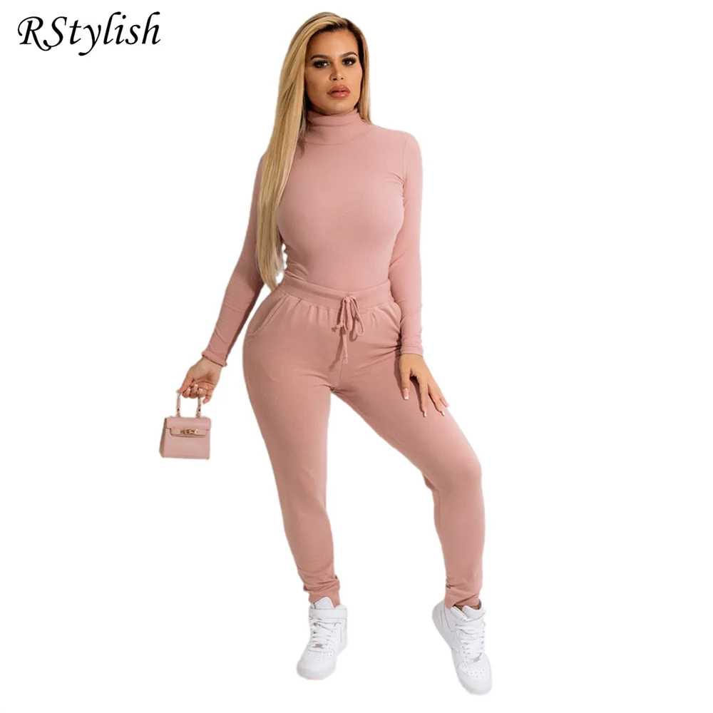 

Однотонная водолазка и брюки-карандаш с длинным рукавом, комплект из двух предметов, женская одежда, весна-осень 2022