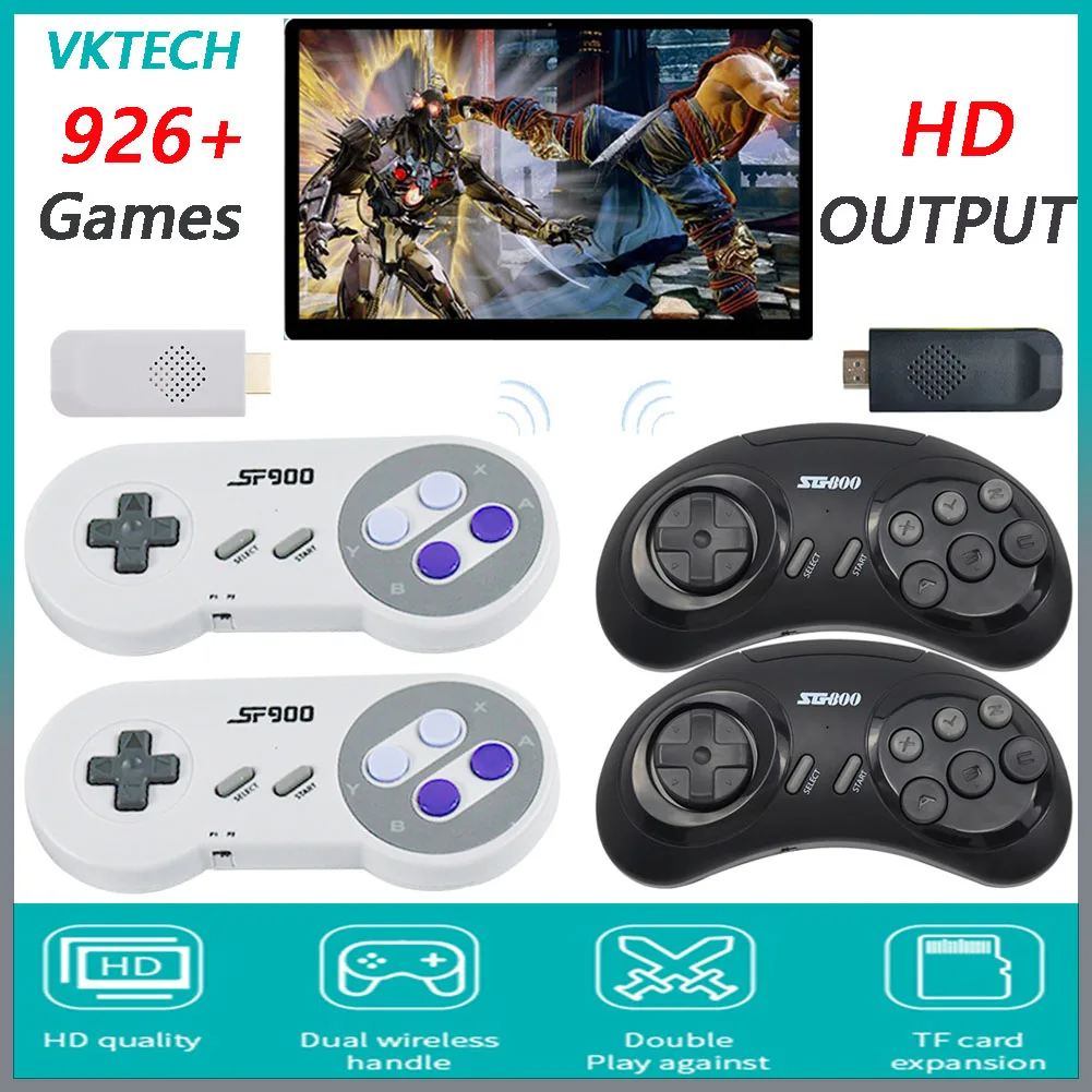 

Retro Video Game Console Mini TV HD Output Handheld Game Player With Wireless Game Controller Built in 900+ Games Dual Gamepad