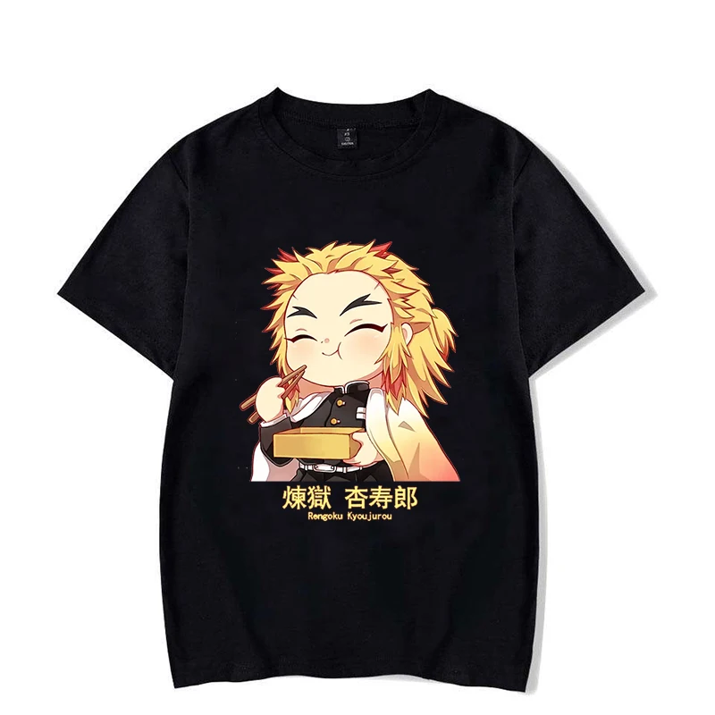 Новые популярные милые футболки Rengoku Kyoujurou с принтом женские повседневные