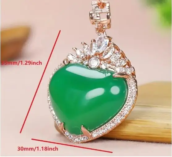 

Delicate Green AgateInlaid Pendant Fashion Necklace Men's Charm Jewelry Chain