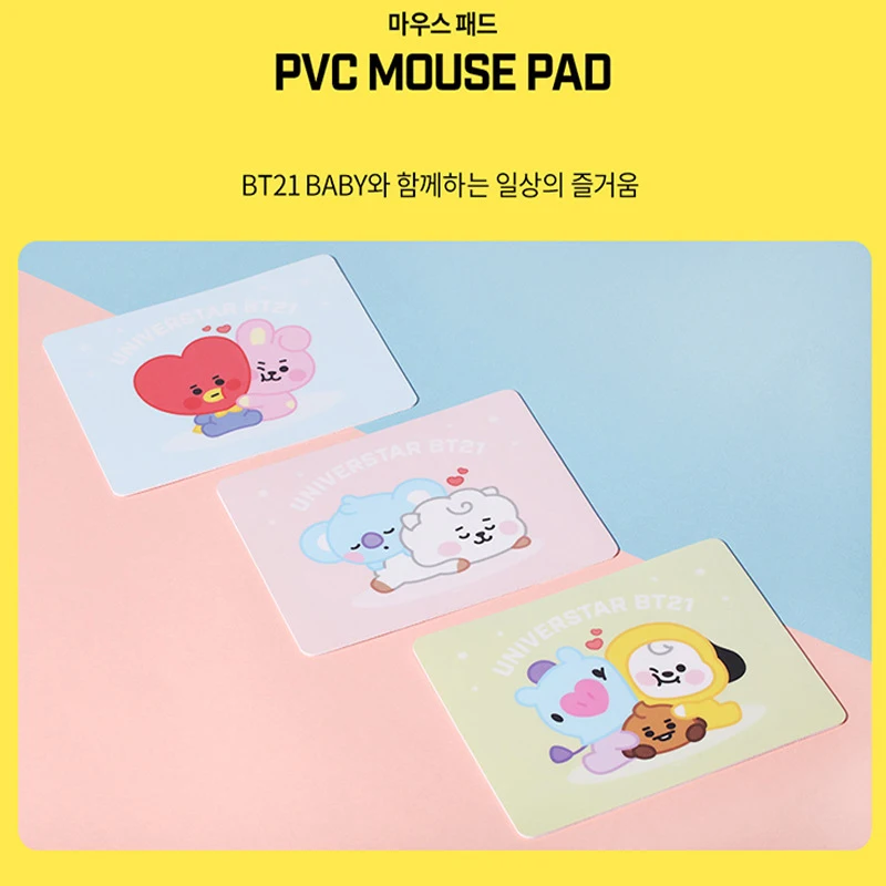 

Kawaii Kpop TATA COOKY Mouse Pad Anime bt21 RJ KOYA CHIMMY SHOOKY MANG Mouse Mat Cartoon Desktop Non-Slip Mousepad Fans Gift