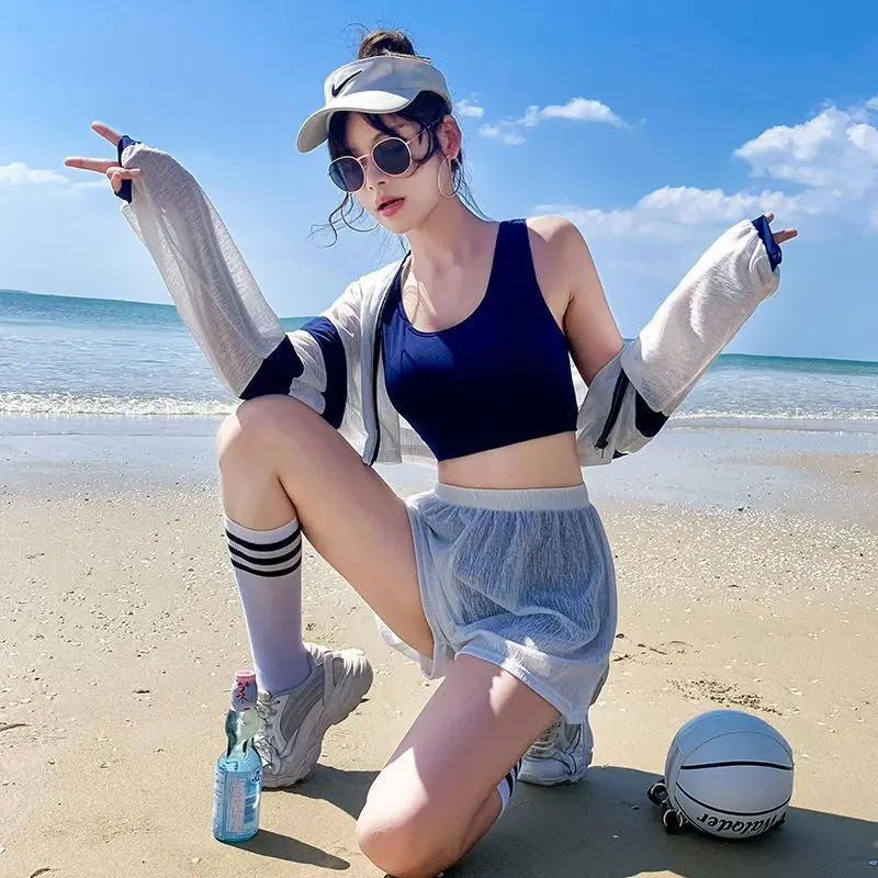 

Cover Belly Slimming Swimsuit Ladies New Sports Blouse Conservative Cute Student Ins Split Hot Spring Sun Protection Outerwear