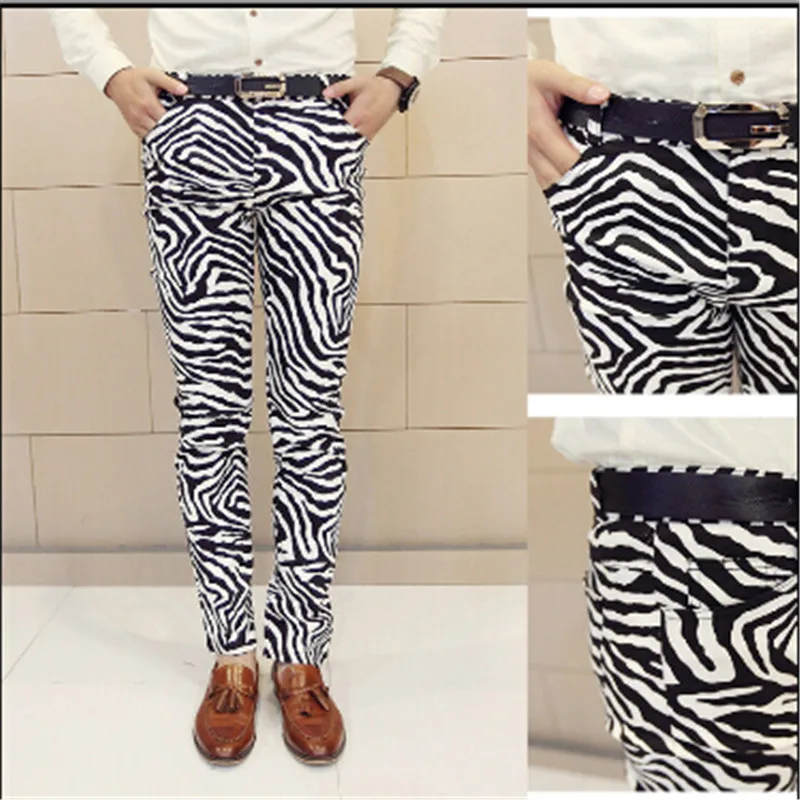Men's large zebra print trousers   S-6XL! Custom men's clothing